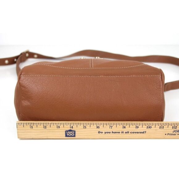 Nine West BROWN GENUINE LEATHER FLAP LOGO SHOULDER BAG HANDBAG HOBO PURSE - Picture 11 of 16